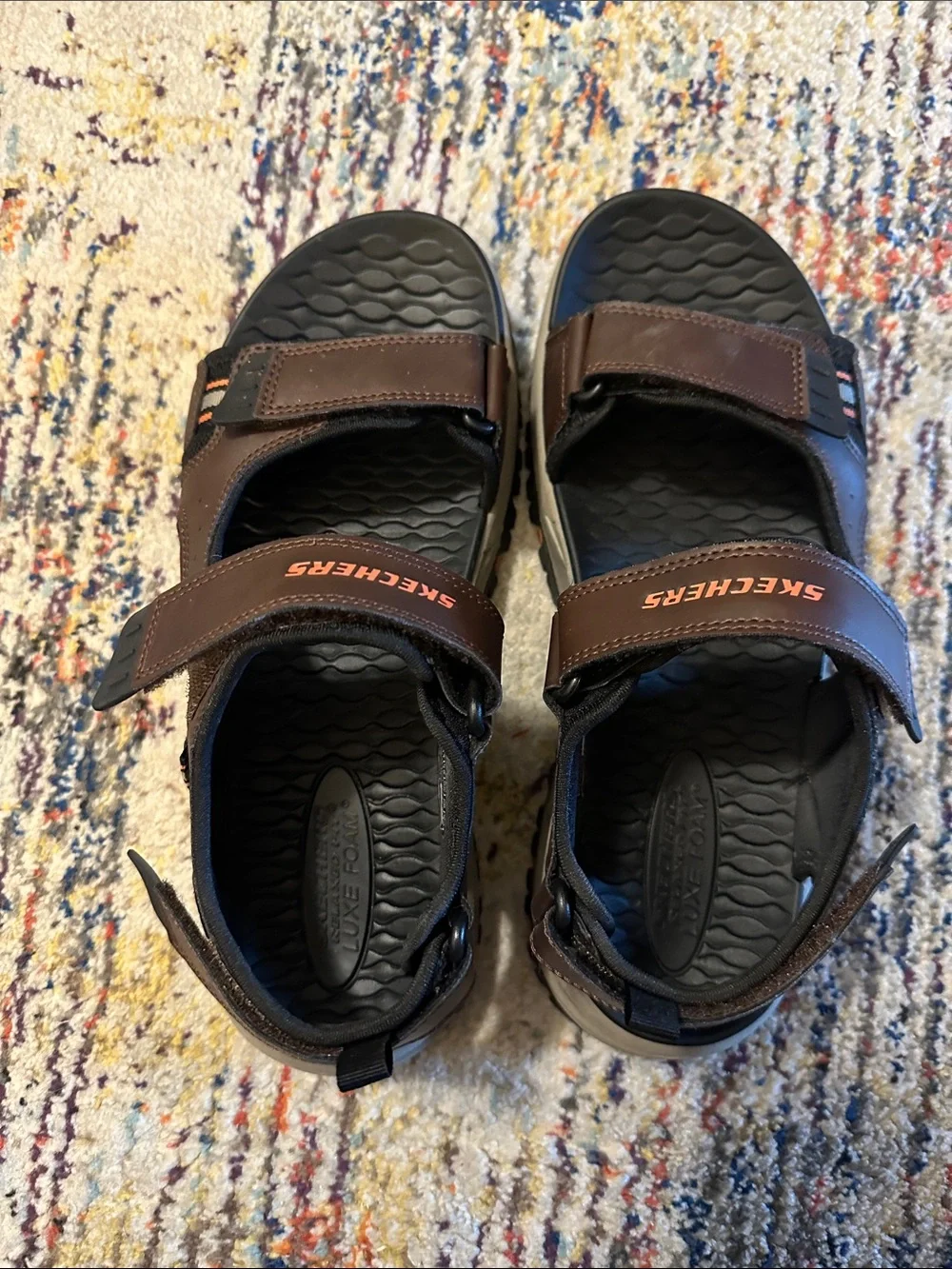 Skechers Brown and Black Men's Adjustable Strap Sandals